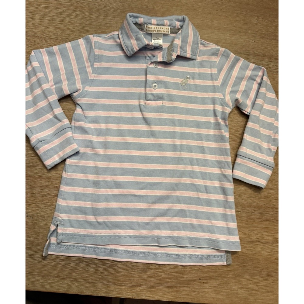 The Beaufort Bonnet Company Striped Cotton Polo Shirt Size 4T